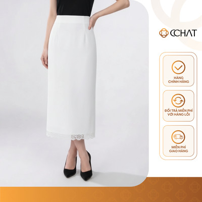Chân Váy 𝐂𝐂𝐇𝐀𝐓 Dáng Suông Gấu Phối Ren Chất Liệu Tuytsi Cao Cấp 16CDS8010ST