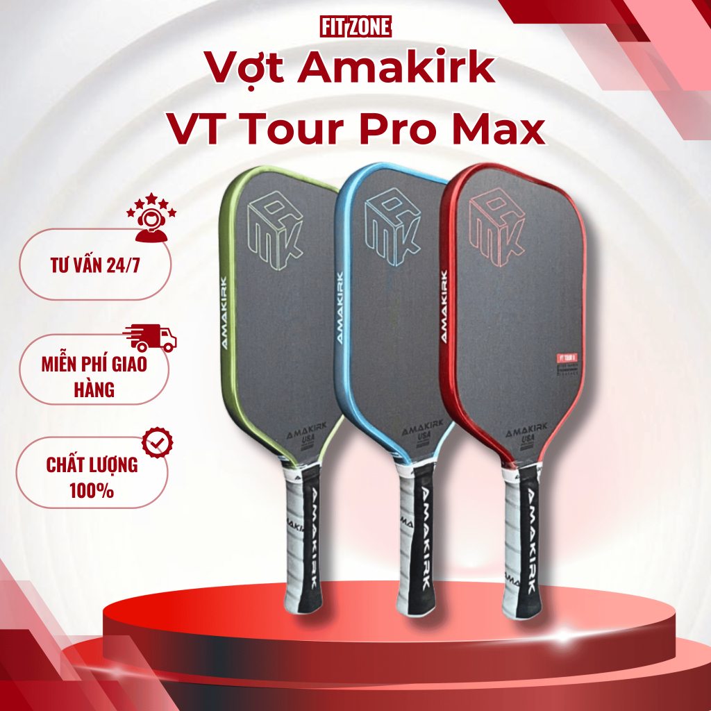Vợt Pickleball AMAKIRK VT Tour Pro Max 16mm Chính Hãng -  Carbon T700, Lõi Hybrid FP Kiểm Soát Tốt