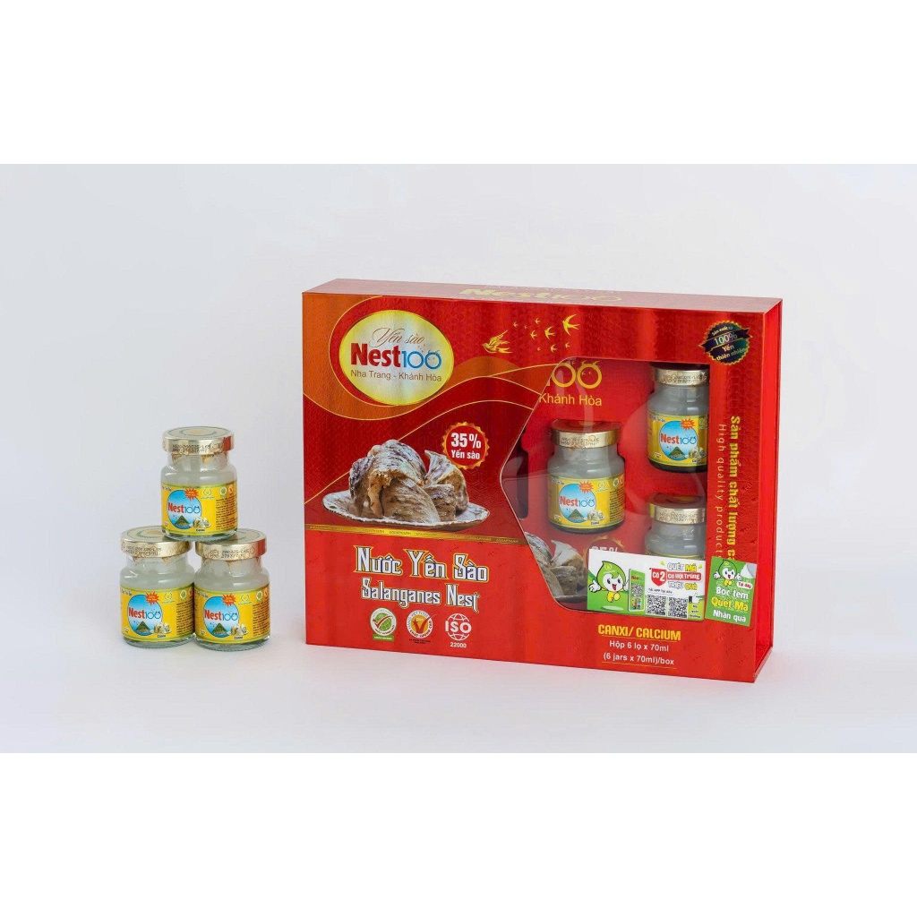 [Hộp 6 Hũ 70ml] Yến Sào có đường Nest100 -