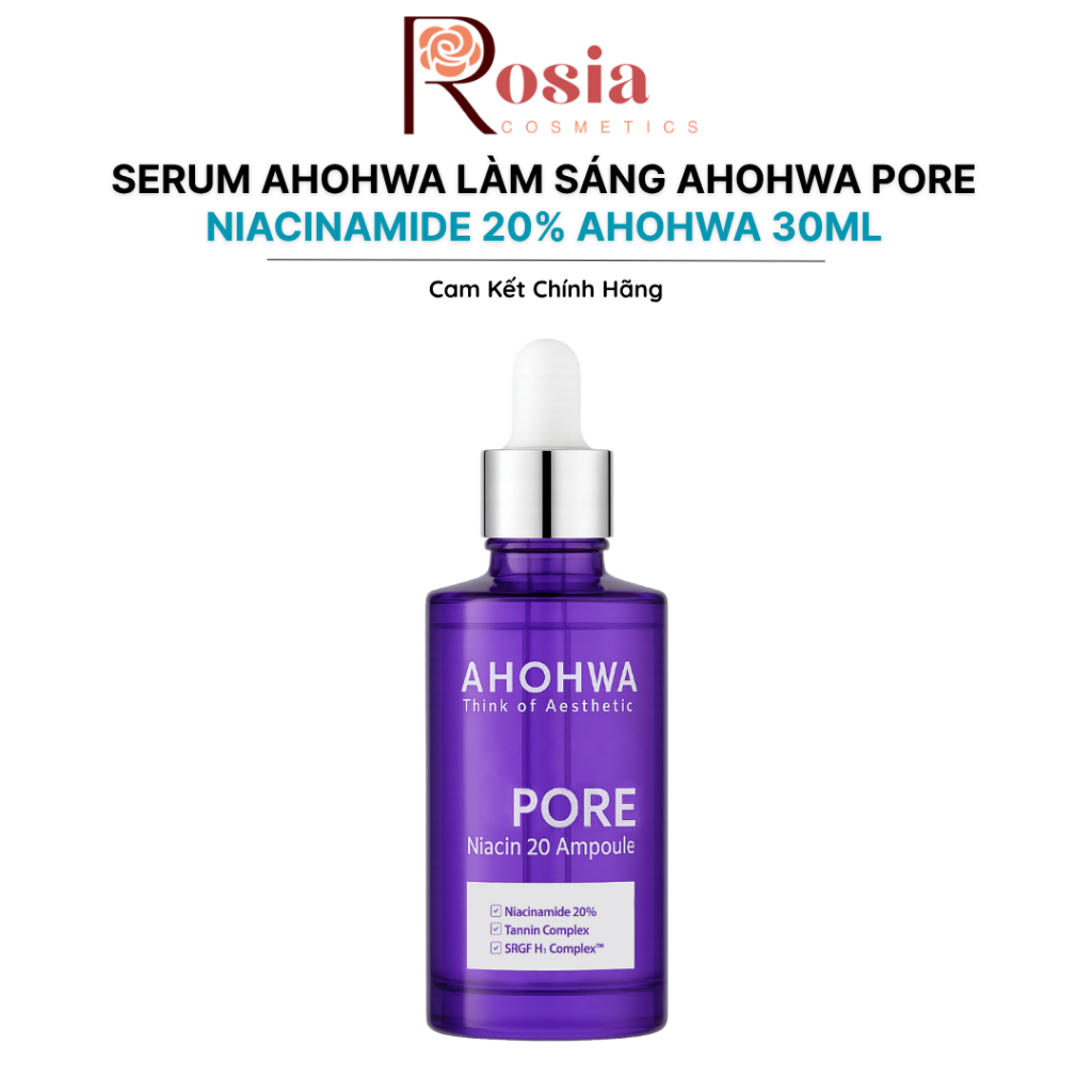 Serum Ahohwa làm sáng, cải thiện sắc tố, thu nhỏ lỗ chân lông Ahohwa Pore Niacinamide 20% 30ml