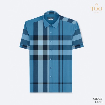 Áo Sơ Mi Kẻ Không Nhăn Ngắn Tay Dáng Slimfit Công Sở Thoáng Mát Sang Trọng Lịch Lãm TQQ K619CB