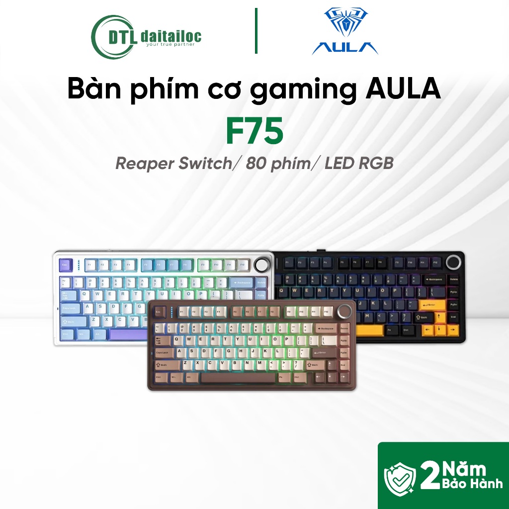 Bàn phím cơ gaming 3 mode AULA F75 | Chính Hãng | Bảo Hành 24 Tháng