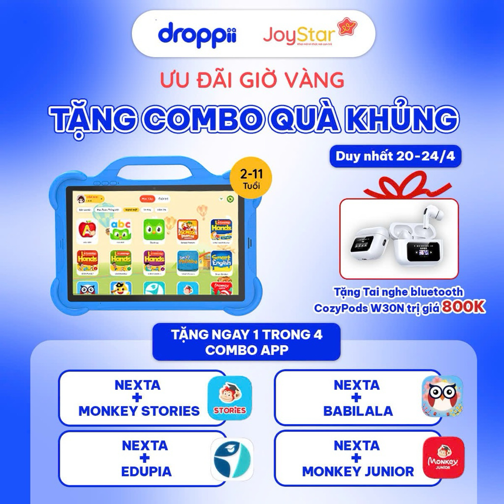 Máy tính bảng Joystar J10, Masstel Tab 10.4, tab 10.1;điện thoại JoyStar S10 cho học sinh tặng app h