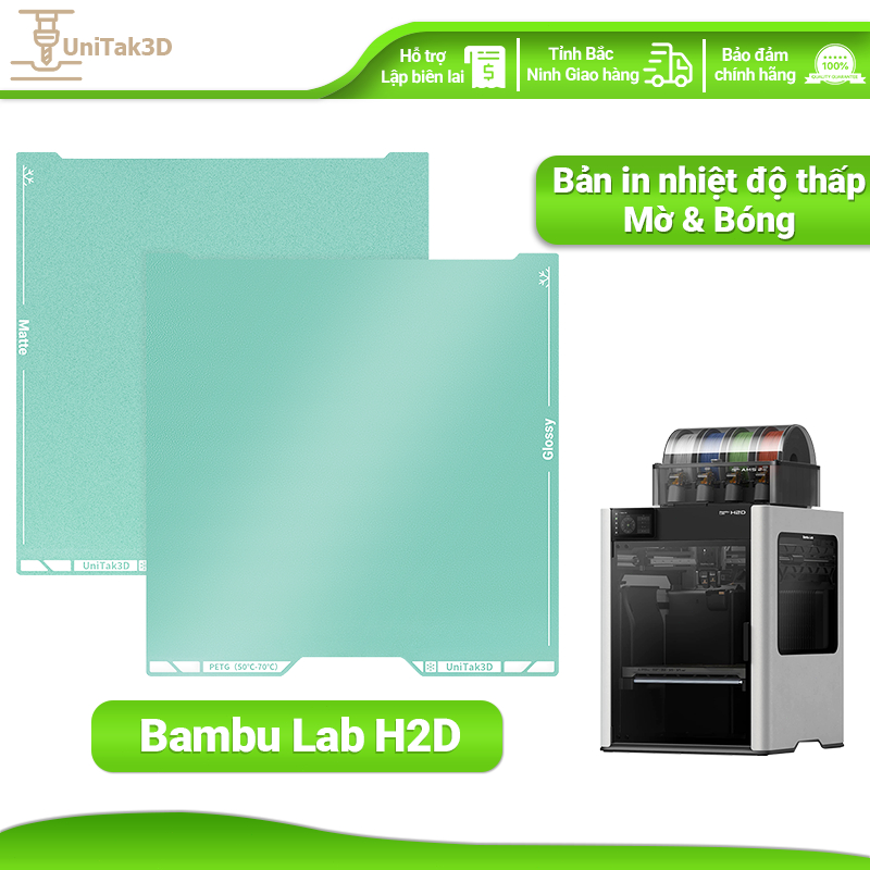 UniTak3D H2D Lạnh Xây dựng tấm 355*346mm In ấn nhiệt độ thấp cho Bambu Labs H2D AMS Combo/H2D Laser/