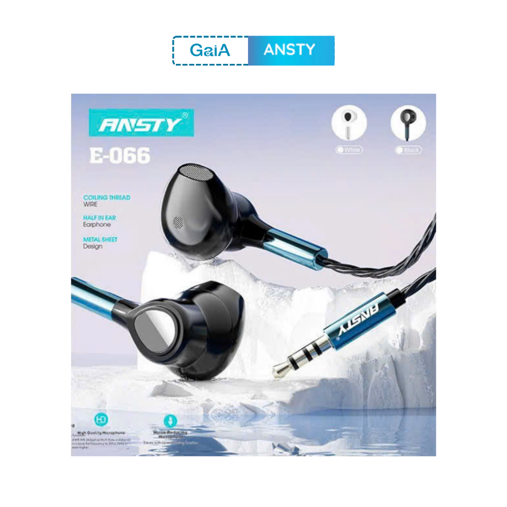 E-066 TAI NGHE DÂY ANSTY E - 066 JACK 3.5MM CÓ MIC DÀI 1.2M