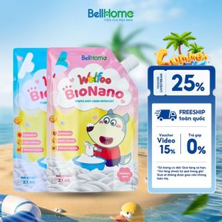 Nước Giặt Xả Cho Bé Wolfoo Bellhome 2.1kg, Lưu Hương Lâu, Không gây kích Ứng, Tiện Lợi 2in1