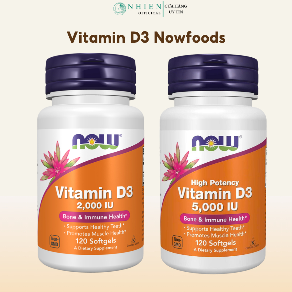 Viên uống Vitamin D3 - 2000/5000IU Nowfoods 120 viên