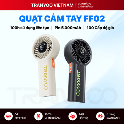 Quạt Cầm Tay TRANYOO T-FF02 Quạt Turbo Có Thể Gấp Gọn Pin 5000mAh Sử Dụng Liên Tục Trong 19h