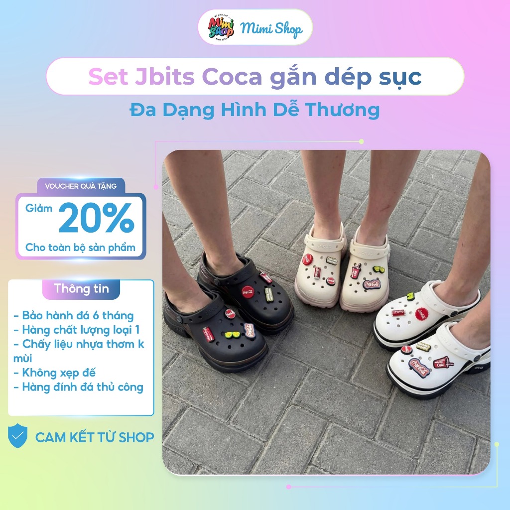 Bộ Sticker Siêu Xinh Mimi Shop _ Set Jbits Cola gắn dép sục