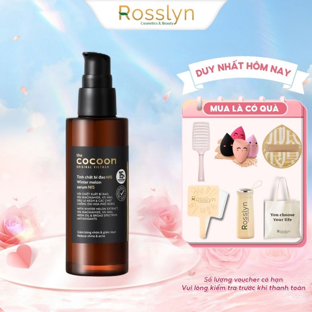 Tinh chất bí đao N15 (serum) với 15% niacinamide giảm bóng nhờn và giảm mụn Cocoon 70ml Rosslyn