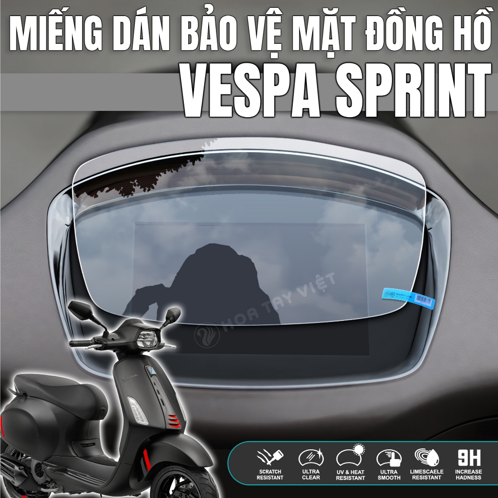 Miếng dán PPF bảo vệ mặt đồng hồ Vespa GTS 300 HPE - Vespa Sprint TFT - Vespa Elettrica chống trầy x