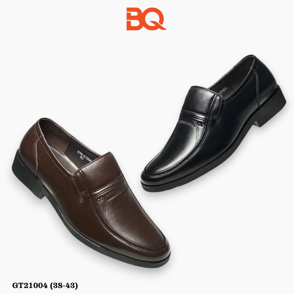 BQ | Giày nam size 38-43 Giày tây trung niên da bò cao cấp bản mũi tròn ôm chân đế cao su GT21004