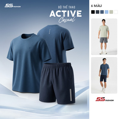 Set Bộ Đồ Nam 5S FASHION ACTIVE CASUAL Nhẹ Mát,Thoáng Khí,Khỏe Khoắn MBTS26042-QST26031