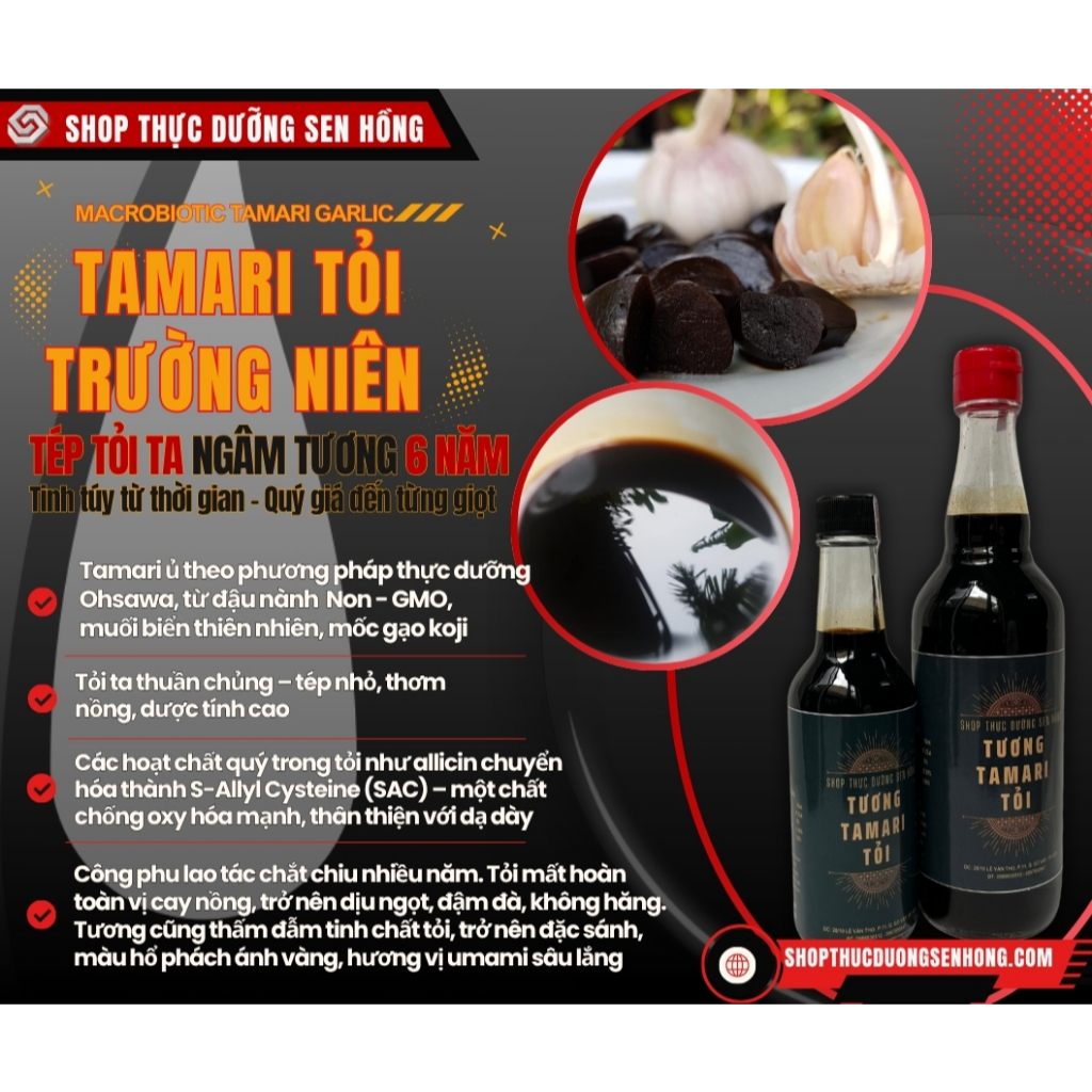 Nước tương tamari ngâm tỏi lâu năm - Trợ phương thực dưỡng Ohsawa