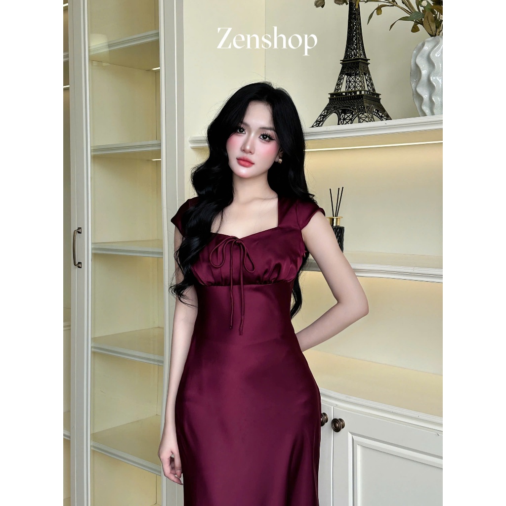 Đầm lụa dáng dài đuôi cá cổ vuông chất lụa Tô Châu sang trọng - MIDU DRESS | BigBuy360 - bigbuy360.vn