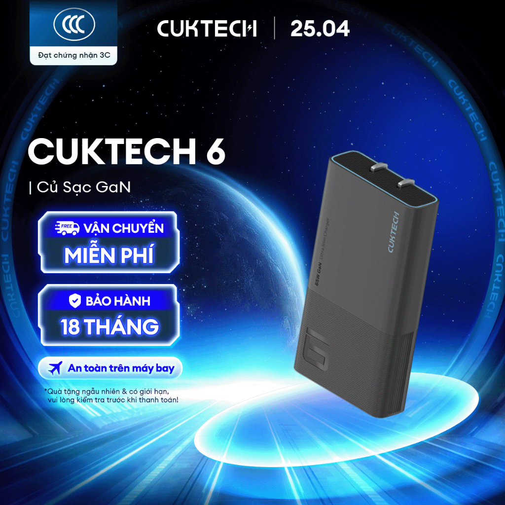 Củ Sạc GaN CUKTECH AD652S 2C | Cống Suất 65W Max | Hỗ Trợ Sạc Nhanh | Thiết Kế Siêu Mỏng | Bảo Hành 18 Tháng | BigBuy360 - bigbuy360.vn