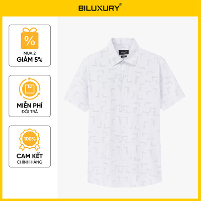 Áo Sơ Mi Nam Ngắn Tay Thiết Kế 1SMCH620TRK Biluxury Form SLIMFIT Kháng Khuẩn Bền Màu