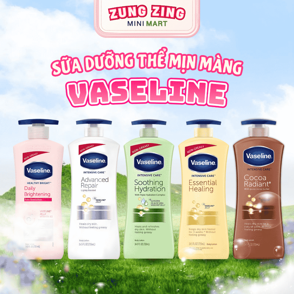 [BẢN MỸ] Sữa Dưỡng Thể VASELINE Intensive Care Dưỡng Da Mềm Mịn, Trắng Sáng 725ml