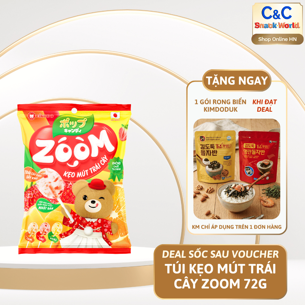 Kẹo Mút Trái Cây Zoom EIKODO 72g (72g*20 gói, 9 cây/gói) - EIKODO HN
