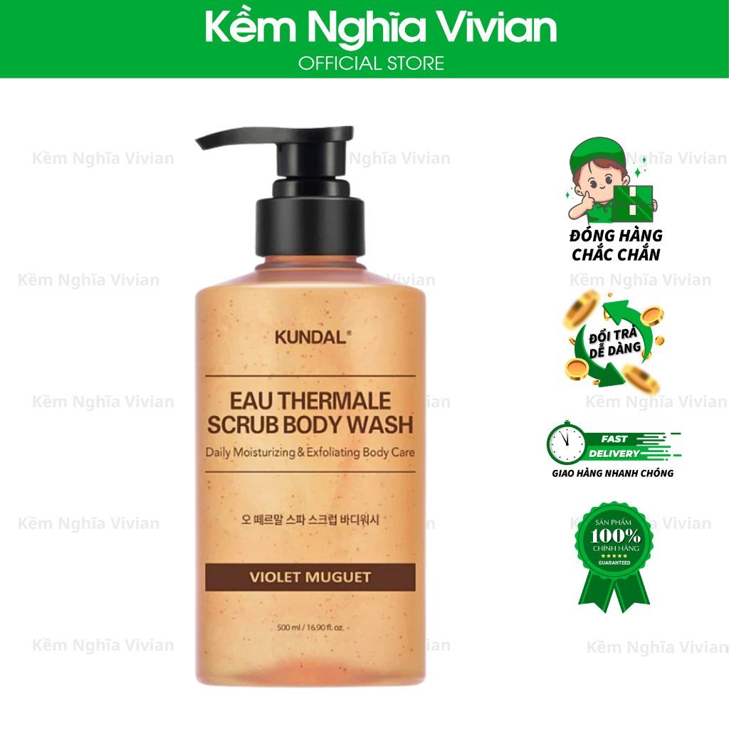 Sữa tắm tẩy tế bào chết Kundal Eau Thermale 500ml