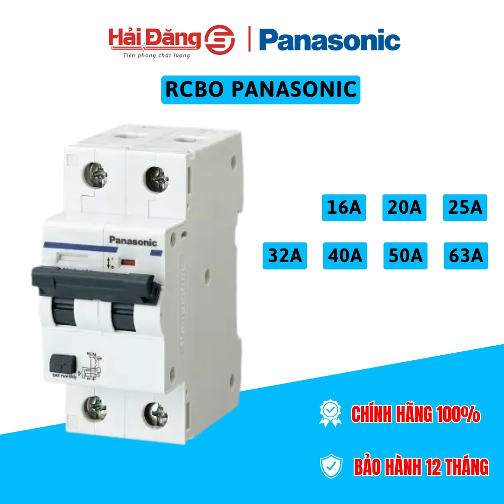 CB chống giật Panasonic RCBO 16A, 20A, 25A, 32A, 40A, 50A, 63A - Aptomat chống giật & bảo vệ quá tải