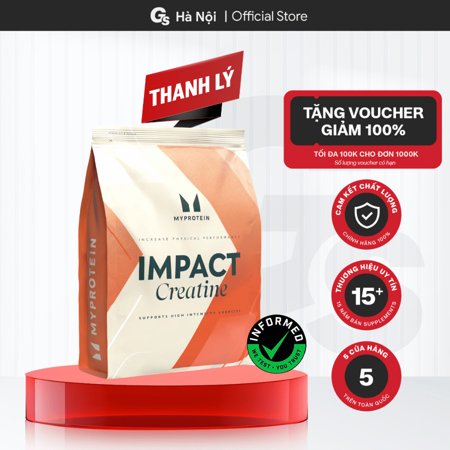 Bột MyProtein Impact Creatine Monohydrate, hỗ trợ tăng sức mạnh sức bền - Gymstore