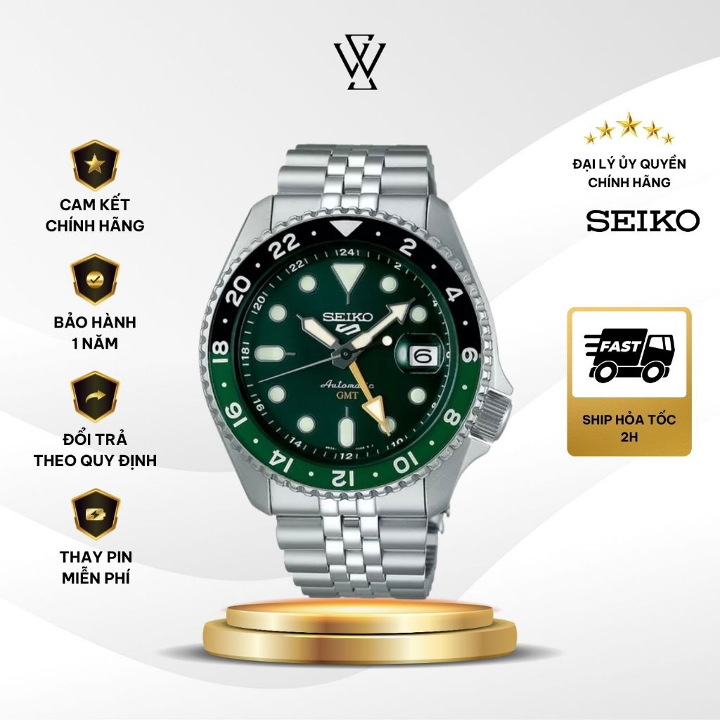 Đồng hồ Seiko 5 Sports GMT SSK035K1 Kính Hardlex  Automatic Mặt Số 42.5mm, Trữ cót 41 giờ GMT