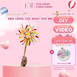 Chong chóng thỏ trung thu EBI HANDMADE tự làm DIY bằng kẽm nhung đầy đủ phụ kiện cầm tay xoay 360 độ phát sáng - ES235
