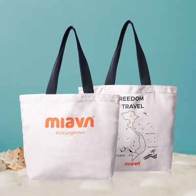 Túi Xách Du Lịch Mia Heritage M White, Vải Canvas Bền Màu, Dùng Được 2 Mặt