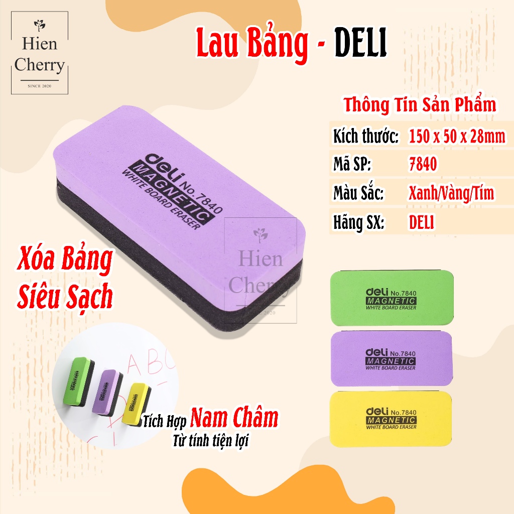 Dụng Cụ Lau Bảng Deli, Lau Bảng Trắng Có Gắn Nam Châm, Lau Bảng Deli E7840 - Hiền Cherry's Shop