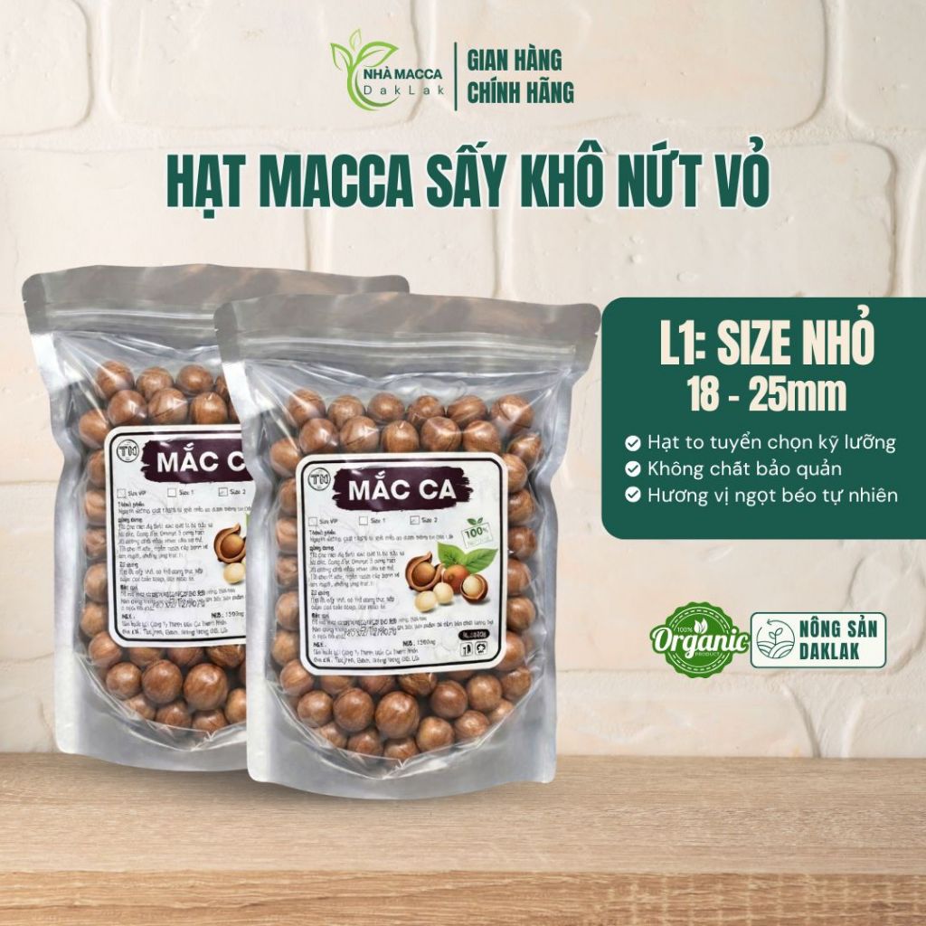Hạt Mắc Ca Sấy Khô Nứt Vỏ Daklak 500gr, Size Nhỏ, Hương Vị Ngọt Béo Tự Nhiên - Nhà Macca Daklak