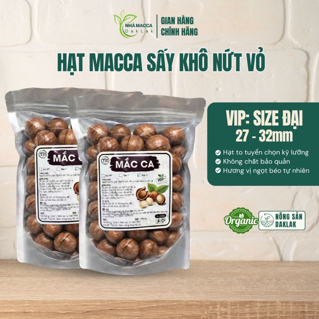 Hạt Macca Daklak Sấy Khô Nứt Vỏ 500gr, Size Đại, Hương Vị Ngọt Béo Tự Nhiên - Nhà Macca Daklak