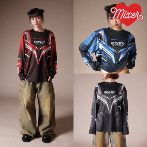 Áo dài tay MIXER "Racing Long Sleeve Jersey" họa tiết thời trang thể thao nam nữ unisex