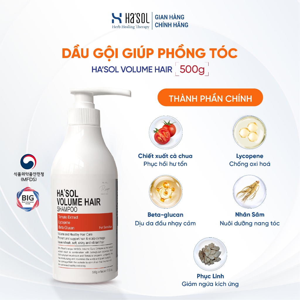 Dầu Gội HASOL Phục Hồi Tóc Hư Tổn, Làm Phồng Tóc, Giúp Tóc Mềm Mượt Chắc Khỏe Cho Da Đầu Nhạy Cảm Ha