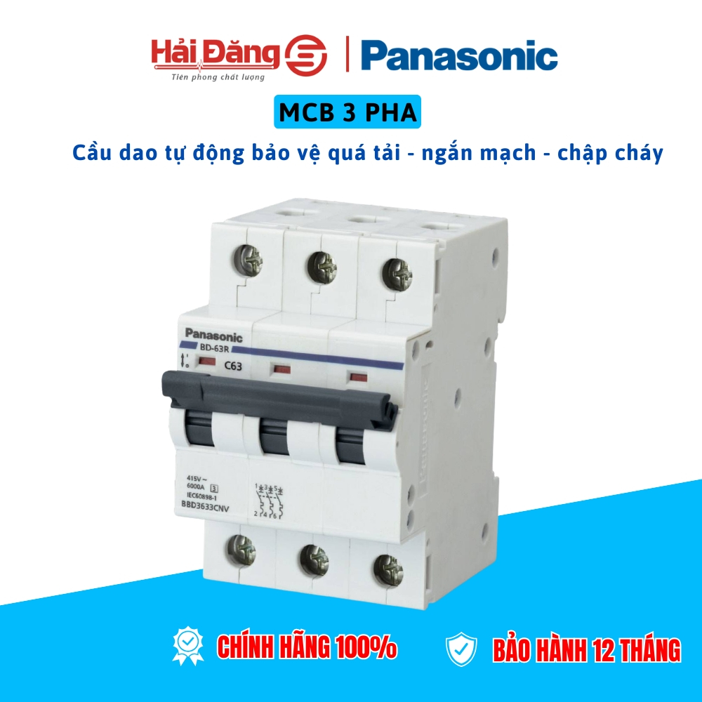 Aptomat Panasonic MCB 3 Pha - Cầu dao tự động bảo vệ quá tải và ngắn mạch