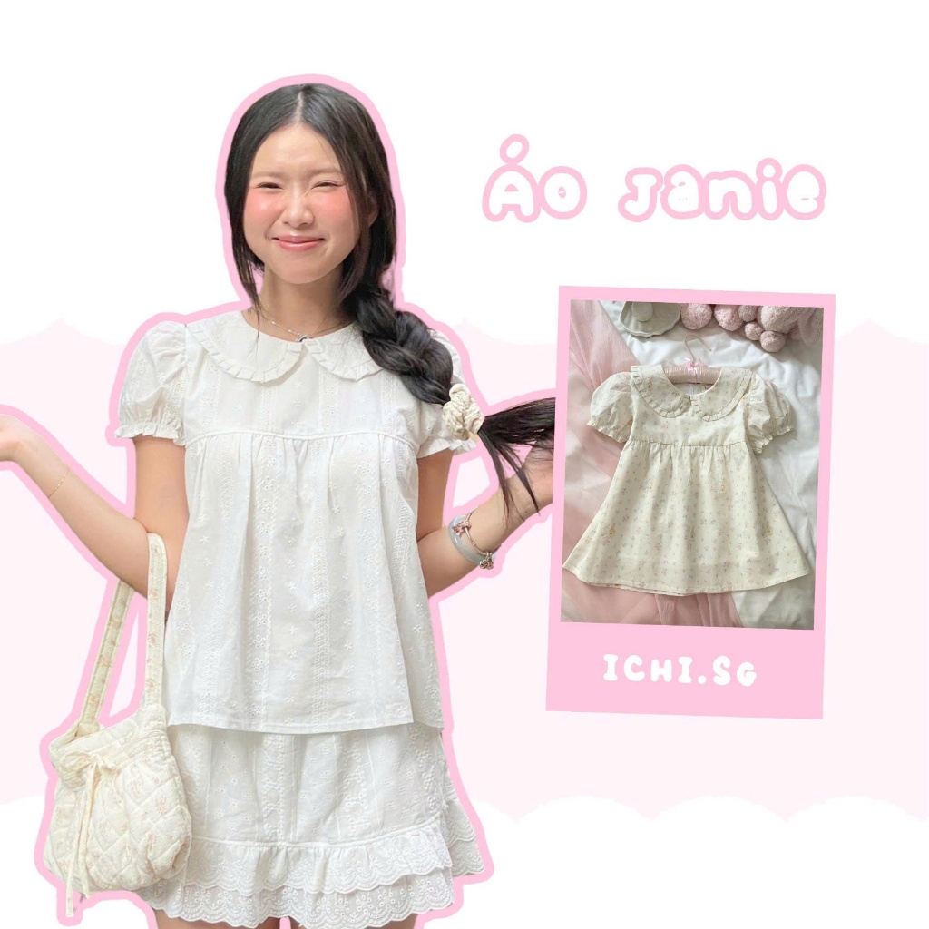 Janie top - áo babydoll cổ bèo - ICHI.SG