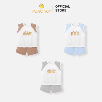[PUNCHUN 6M-5Y] Bộ quần áo sát nách Punchun Cup cho bé trai