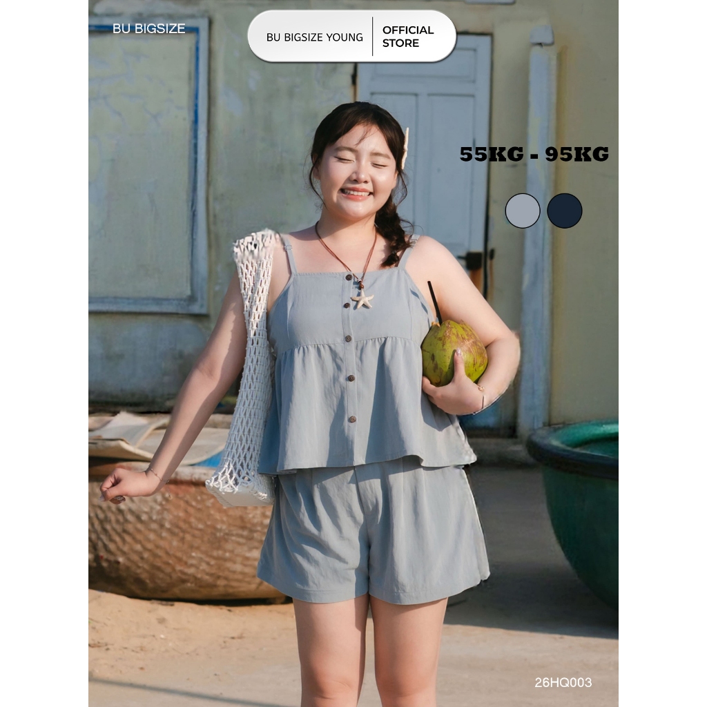 Quần short cạp chun sau BIGSIZE (55kg đến 95kg) – 26HQ003 - [BU Bigsize]