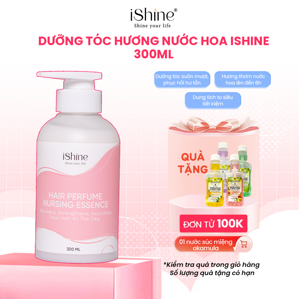 Tinh chất dưỡng tóc phục hồi tóc không xả lại với nước hương nước hoa iShine 300ml