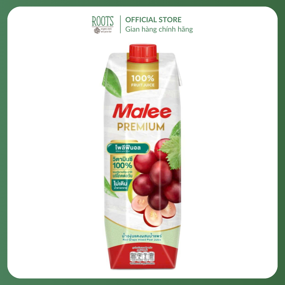 (Ship hỏa tốc) MALEE - Nước Ép Nho & Lê, Premium Red Grape Mixed Pear Juice (1L)