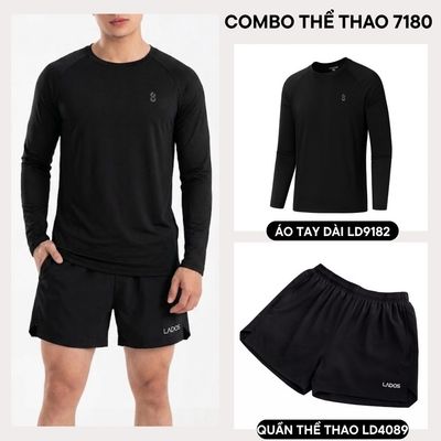 Set bộ thể thao nam co giãn LADOS-7181 Áo thun dài tay 9182 V2 quần dù 4089, phong cách trẻ trung năng động