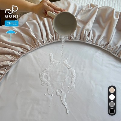 Ga drap giường Chống Thấm GONI CHILL màu Beige bo chun cho nệm cao 4-25cm, Kích thước 1m x 2m, 1m2, 1m4, 1m6, 1m8, 2m2