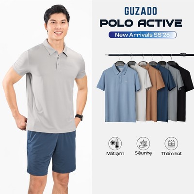 Áo Polo Nam GUZADO Thể Thao Vải Thun Lạnh Cao Cấp, Co Giãn Thoải Mái Vận Động Tennis, Pickleball GPL-GAPS25S001