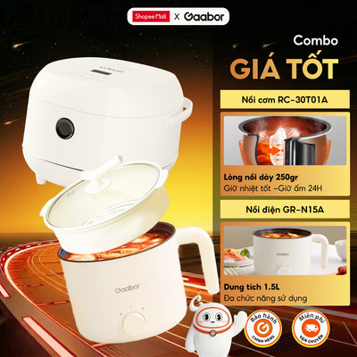 Combo Gaabor 498 Nồi cơm điện tử 1.2L RC-30T01A và Nồi điện đa năng GR-N15A lẩu điện 1.5L nấu ăn nhanh chóng tiện lợi