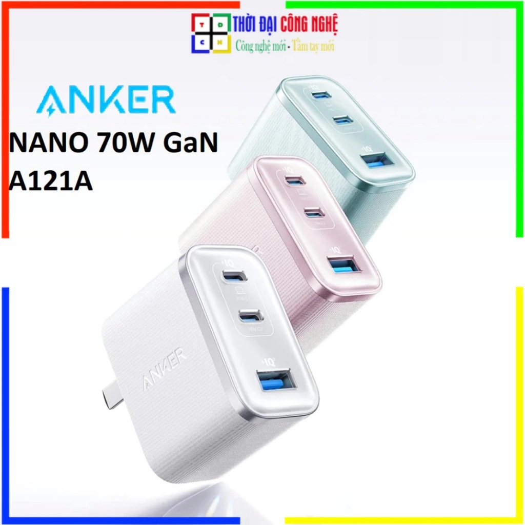 Củ Sạc Anker Nano 70W A121A (2C1A) - Sạc Nhanh Đa Thiết Bị, Thiết Kế Nhỏ Gọn, Bảo Hành 18 Tháng Chín