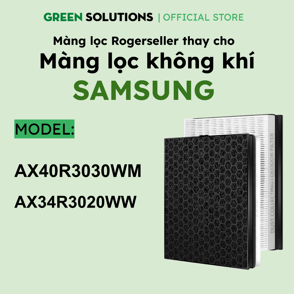 Màng Lọc Rogerseller® Tương Thích Màng lọc không khí Samsung AX34R3020WW và AX40R3030WM, bộ lọc khôn