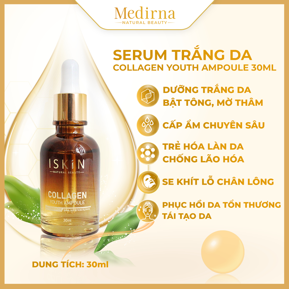 Serum Collagen Dưỡng Trắng Da Mờ Thâm, Cấp Ẩm Sâu, Trẻ Hóa Làn Da ISKIN NATURAL BEAUTY Collagen Yout