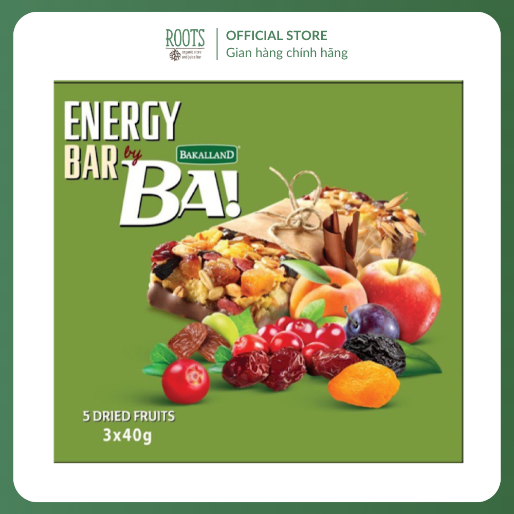 (Ship hỏa tốc) BAKALLAND - Thanh Năng Lượng 5 Loại Trái Cây, BA Energy Bar, 5 Dried Fruit, 3 Thanh (