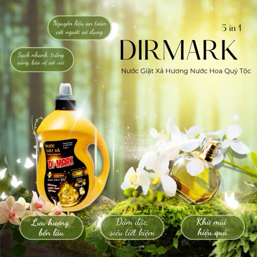Nước giặt xả đậm đặc Dimark 3,5 lit cho máy giặt cửa trước mềm vải siêu lưu hương công nghệ Thái