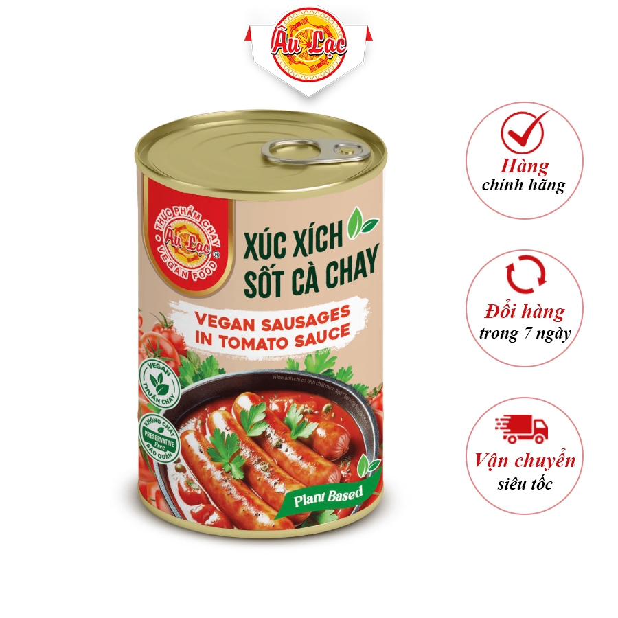 Xúc xích sốt cà chay Âu Lạc 165g - Đồ Ăn Chay - Thực phẩm chay Âu Lạc, Đồ hộp chay